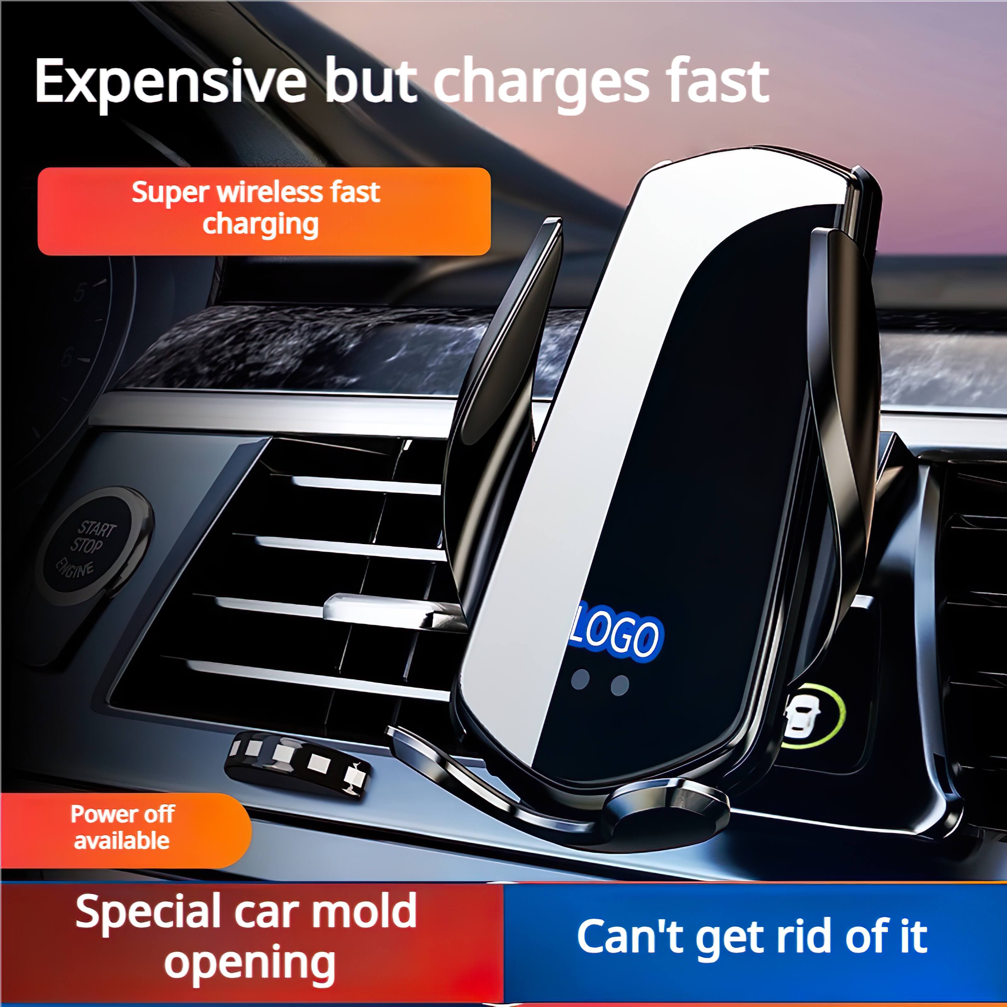 Car Phone Holder: Wireless Charging, Automatic Sensor, Electric Navigation Support - BAOGODA