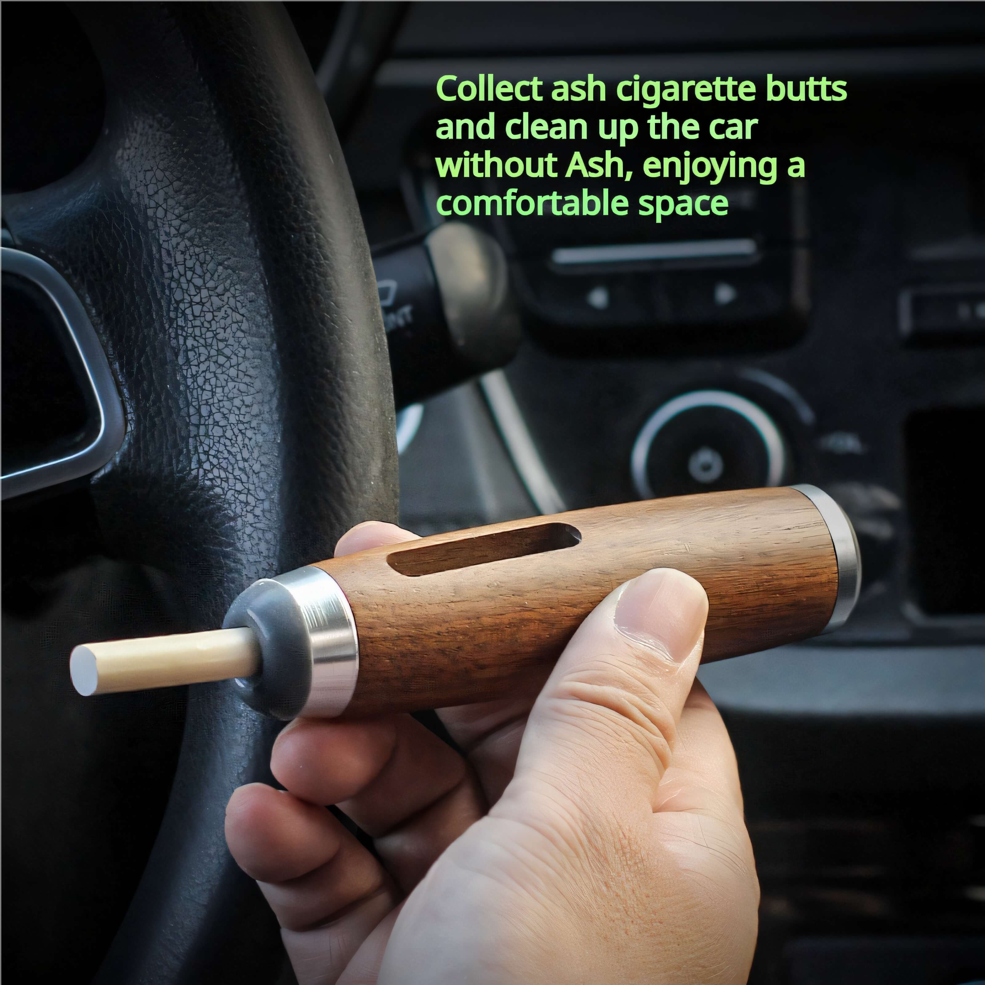 Portable Walnut Wood Car Ashtray - Anti Soot-Flying Mini Cigarette Holder & Ash Organizer - BAOGODA