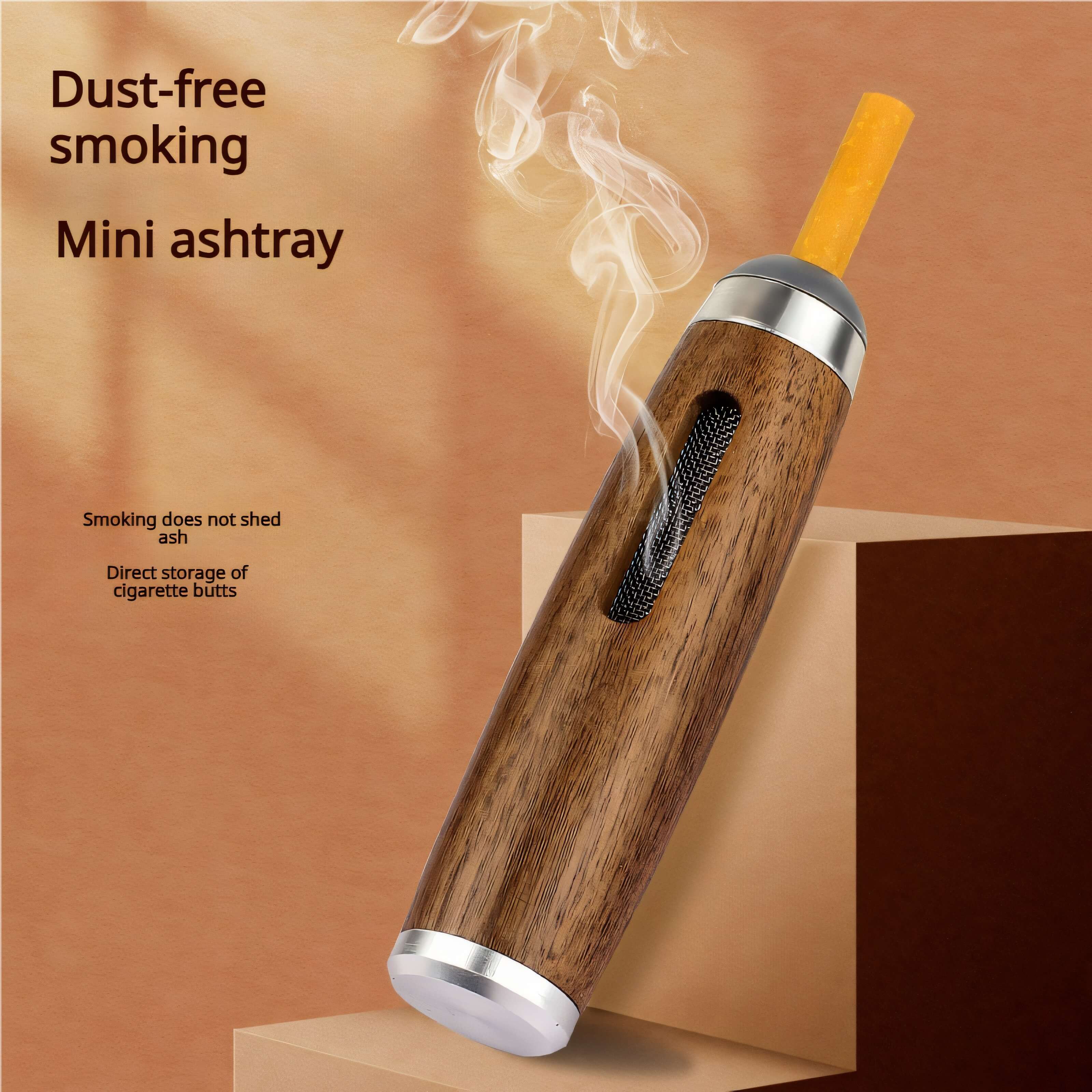 Portable Walnut Wood Car Ashtray - Anti Soot-Flying Mini Cigarette Holder & Ash Organizer - BAOGODA