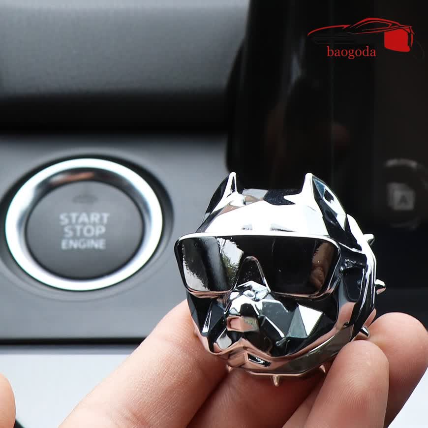 Bulldog Car Push Button Start Cover – Stylish Ignition Switch Protective Cover & Decorative Sticker for Start Button