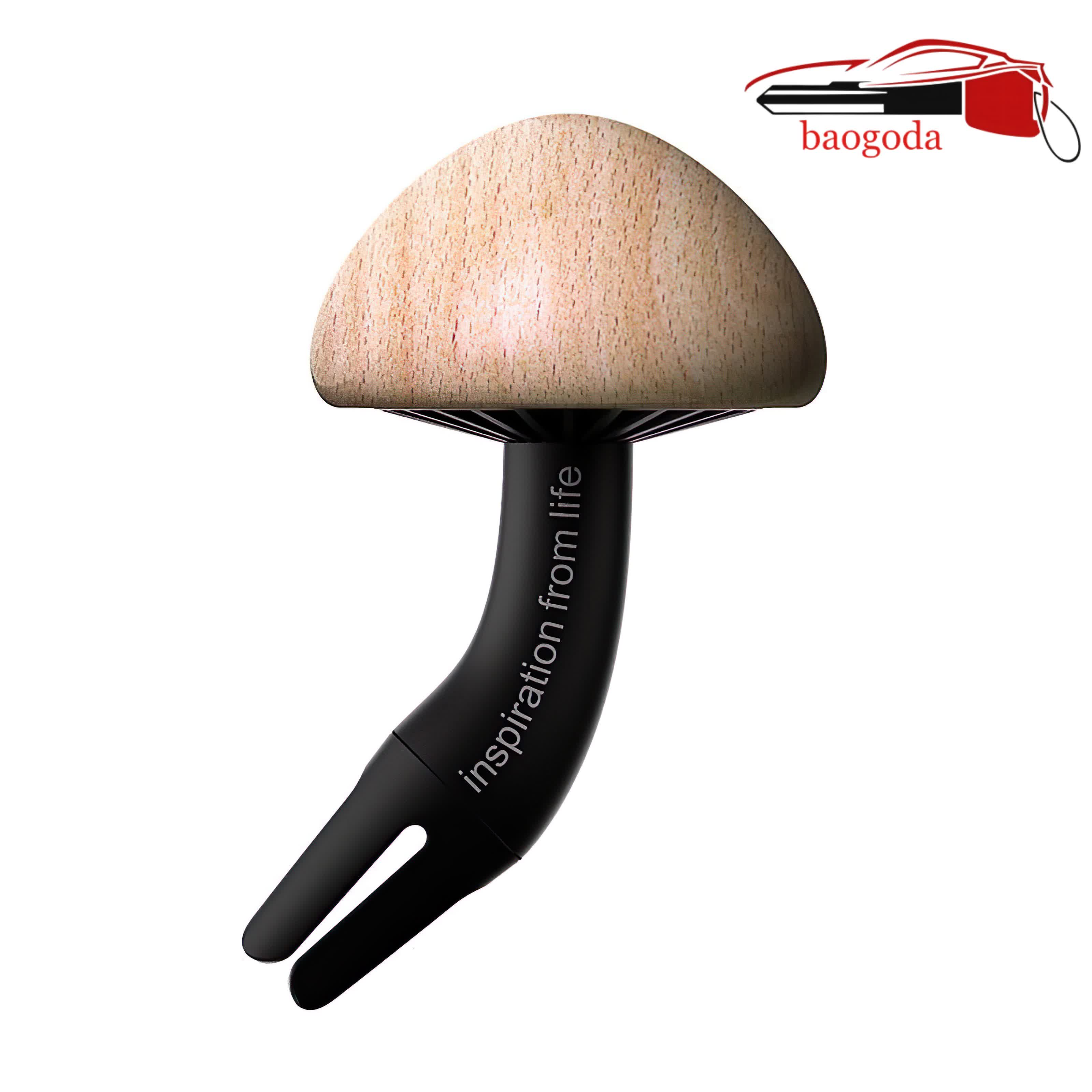 Beige Solid Wood Mushroom Car Air Vent Clip - Aromatherapy Air Freshener with 5 Fragrance Tablets for Car Interior