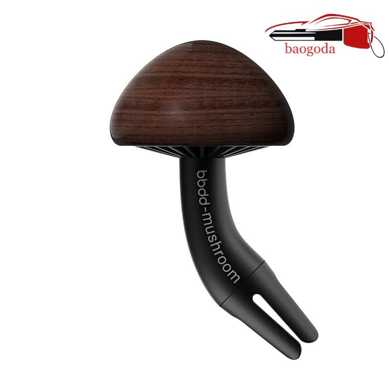 Beige Solid Wood Mushroom Car Air Vent Clip - Aromatherapy Air Freshener with 5 Fragrance Tablets for Car Interior